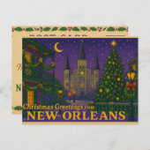 Mardi Gras Inspired New Orleans Christmas Postcard Postkarte (Vorne/Hinten)