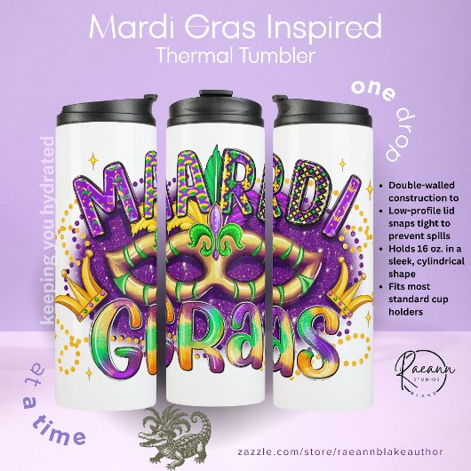 Mardi-Gras inspirierter thermischer Becher