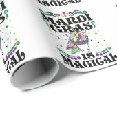 Mardi Gras ist ein magisches Niedliches Einhorn Geschenkpapier (Rolleneckpunkt)