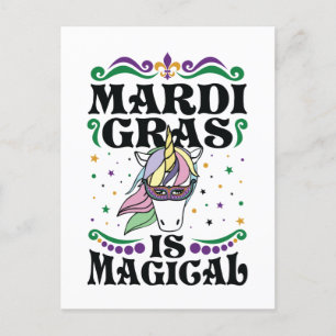 Mardi Gras ist ein magisches Niedliches Einhorn Postkarte