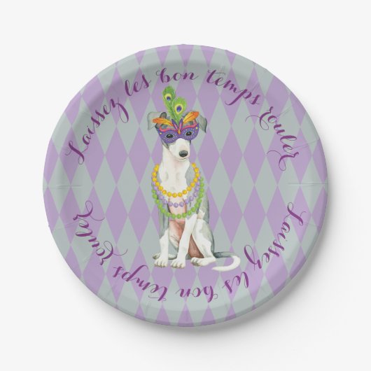 Mardi Gras Italian Greyhound Pappteller (Vorderseite)