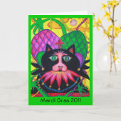 Mardi Gras Jazz Cat, Mardi Gras 2011 Grußkarte Karte (Gelbe Blume)