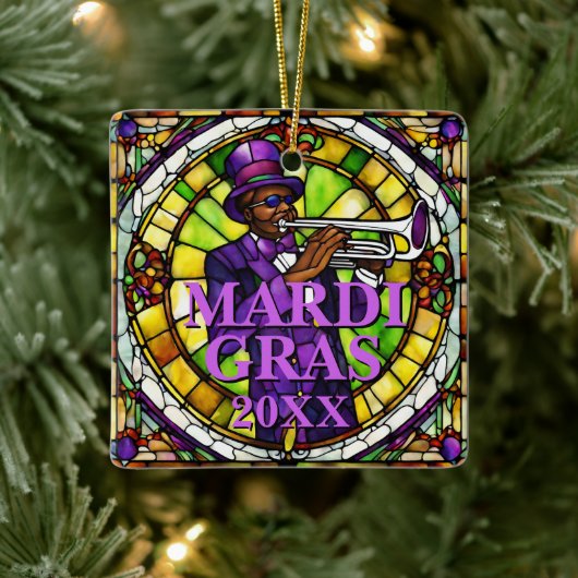 Mardi Gras Jazz Keramikornament (Baum)
