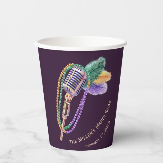 Mardi Gras Jazz Microphone Party Cups Pappbecher (Vorderseite)