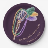 Mardi Gras Jazz Microphone Party Plates Pappteller (Vorderseite)