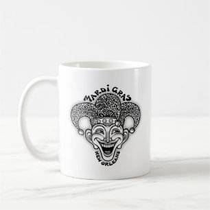 Mardi Gras Jester b/w Kaffeetasse