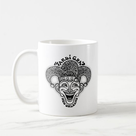 Mardi Gras Jester b/w Kaffeetasse (Links)