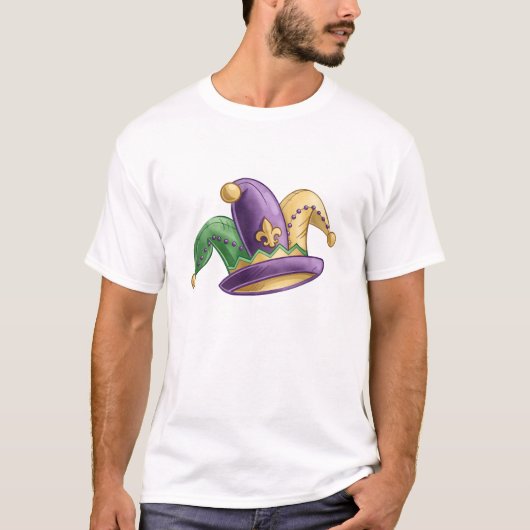 Mardi Gras Jester Hat Illustration T-Shirt (Vorderseite)