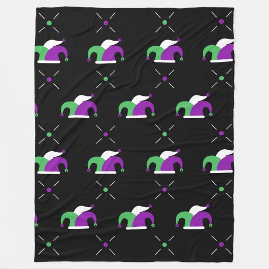Mardi Gras Jester Hat Pattern Fleece Blanket (Vorderseite)