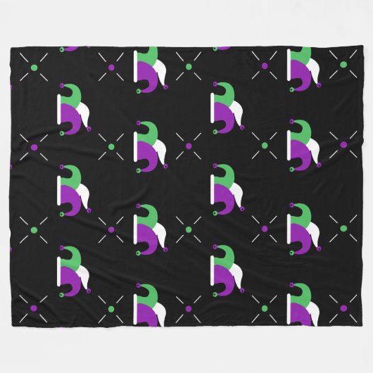 Mardi Gras Jester Hat Pattern Fleece Blanket (Vorderseite (Horizontal))