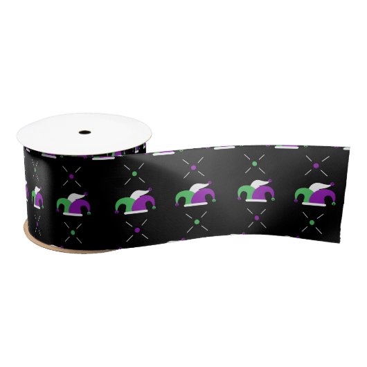 Mardi Gras Jester Hat Ribbon Satinband (Spule)