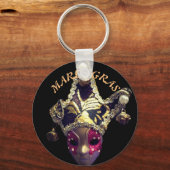 Mardi Gras Jester Mask Colourful Schlüsselanhänger (Vorderseite)