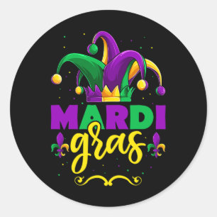 Mardi Gras Jester Outfit Shirt Runder Aufkleber