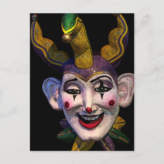 Mardi Gras Jester Postkarte (Vorderseite)