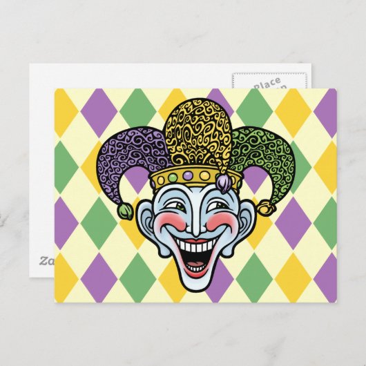 Mardi Gras Jester Postkarte (Vorne/Hinten)