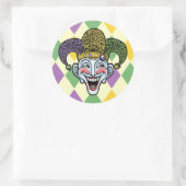Mardi Gras Jester Runder Aufkleber (Tasche)