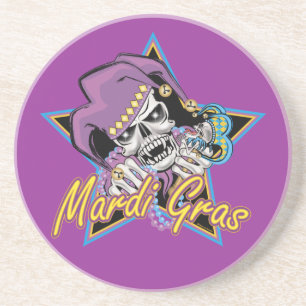 Mardi Gras Jester Skull Getränkeuntersetzer