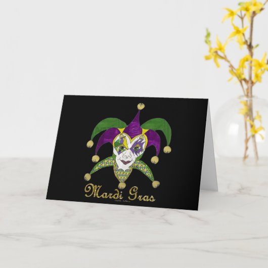 Mardi Gras Jesters Karte (Gelbe Blume)