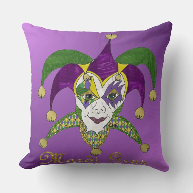 Mardi Gras Jesters Mask Lila Kissen (Vorderseite)
