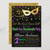 Mardi Gras Junggeselinnen-Abschied Einladung (Vorne/Hinten)