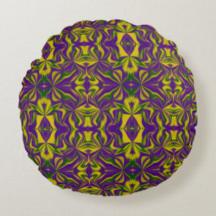 Mardi Gras Kaleidoscope Rundes Kissen