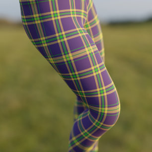 Mardi Gras Karierte Lila grüne Tartan-Leggings Leggings