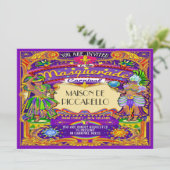 Mardi Gras Karneval Einladung (Stehend Vorderseite)