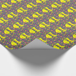 Mardi Gras Karneval Gelbe Maske auf Lila Diamanten Geschenkpapier