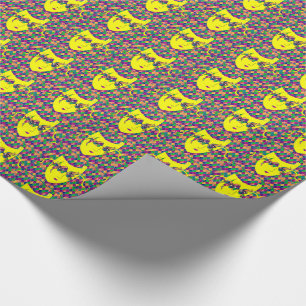 Mardi Gras Karneval Gelbe Maske auf Lila Diamanten Geschenkpapier
