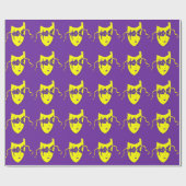 Mardi Gras Karneval Gelbe Maske auf Lila Geschenkpapier (Flach)