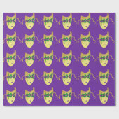 Mardi Gras Karneval Goldmaske auf Lila Geschenkpapier (Flach)