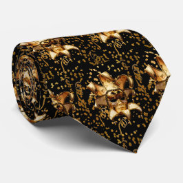 Mardi Gras Karneval Goldmaske mit Confetti Black Krawatte