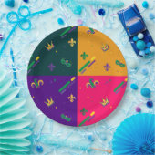 Mardi Gras Karneval Harlequin Lilie Diamond Pappteller (Party)