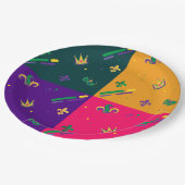 Mardi Gras Karneval Harlequin Lilie Diamond Pappteller (Schrägansicht)