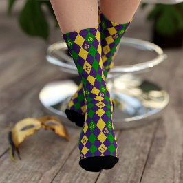 Mardi Gras Karneval Lila Gold- und Grünsocken Socken