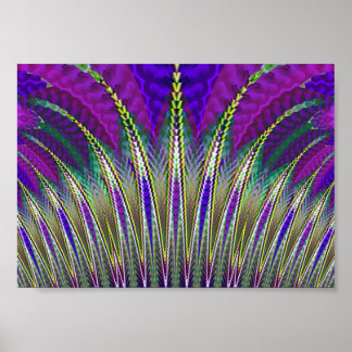Mardi Gras Karneval Lila und Grüne Fraktal Poster