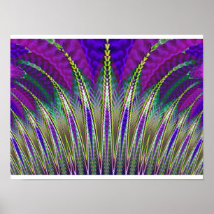 Mardi Gras Karneval Lila und Grüne Fraktal Poster
