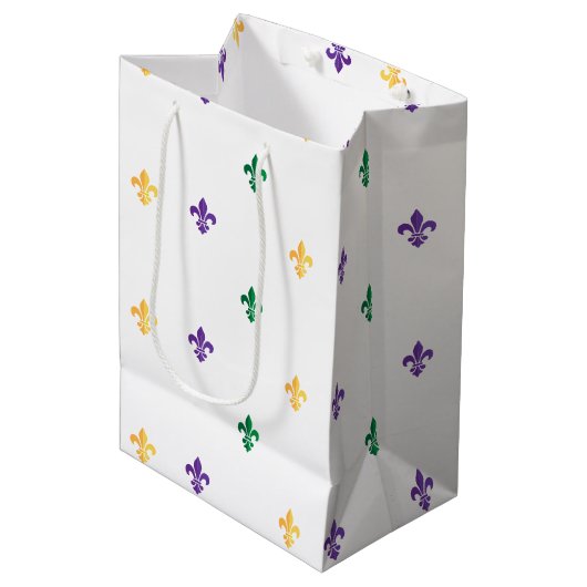 Mardi Gras Karneval Lilie Diamond Decke Mittlere Geschenktüte (Vorderseite Schrägansicht)