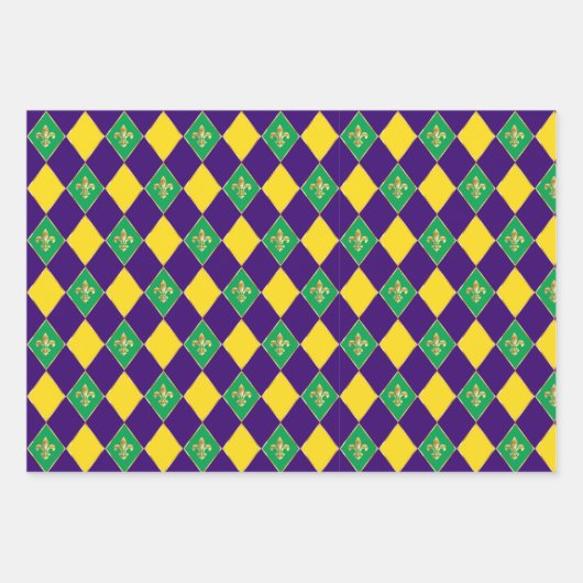 Mardi Gras Karneval Lilie Diamond Decor Geschenkpapier Set (Vorderseite)