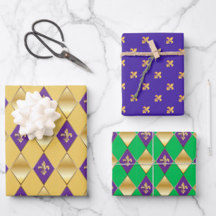 Mardi Gras Karneval Lilie Diamond Decor Geschenkpapier Set