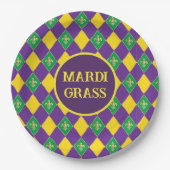Mardi Gras Karneval Lilie Diamond Decor Pappteller (Vorderseite)