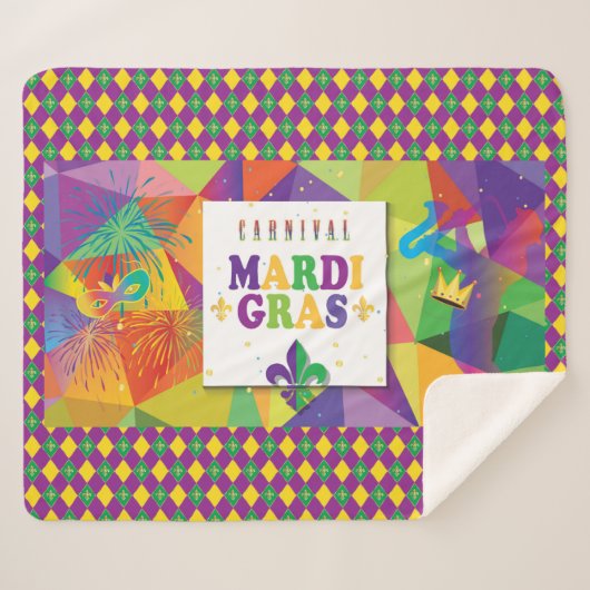 Mardi Gras Karneval Lilie Diamond Decor Sherpadecke (Vorderseite (Horizontal))