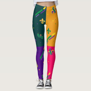 Mardi Gras Karneval Lilie Diamond Harlequin Leggings