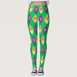 Mardi Gras Karneval Lilie Diamond Harlequin Leggings