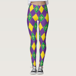 Mardi Gras Karneval Lilie Diamond Harlequin Leggings