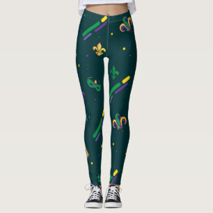 Mardi Gras Karneval Lilie Diamond Harlequin Leggings