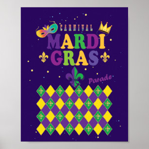 Mardi Gras Karneval Lilie Diamond Harlequin Poster