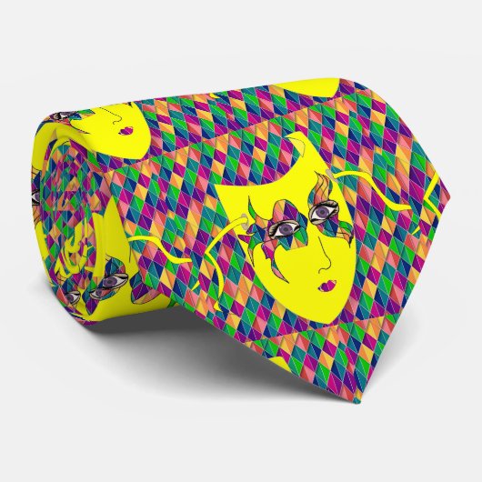 Mardi Gras Karneval Maske Mehrfarbiger Hintergrund Krawatte (Gerollt)
