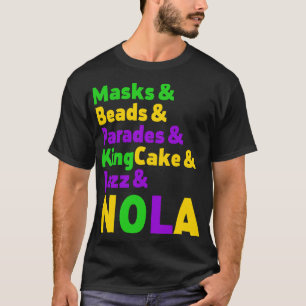 Mardi Gras Karneval Masken Beads Jazz Parade King T-Shirt