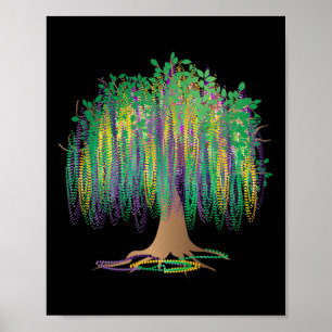 Mardi Gras Karneval Mexikanische Grafik Perlenbaum Poster